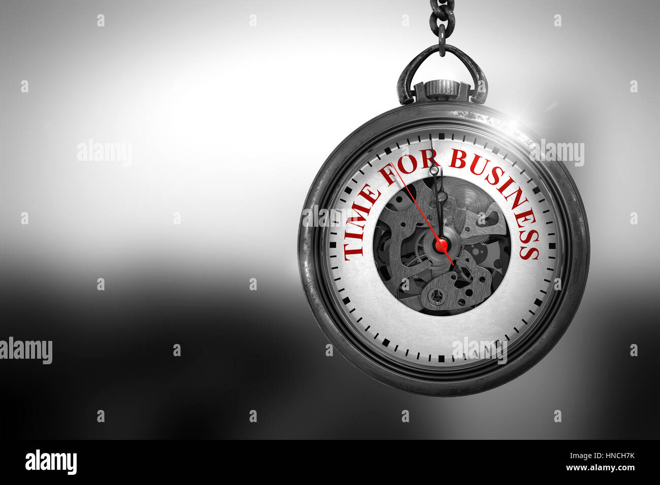 Temps pour l'entreprise montre de poche sur la face. 3D Illustration. Banque D'Images