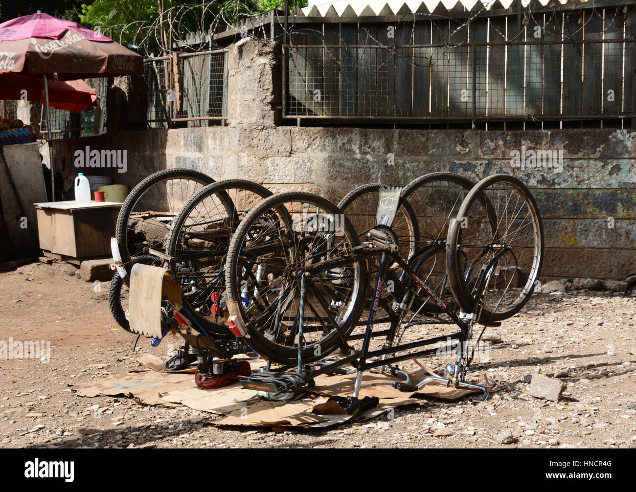 Pour la réparation de vélos, Parklands, Nairobi, Kenya Banque D'Images
