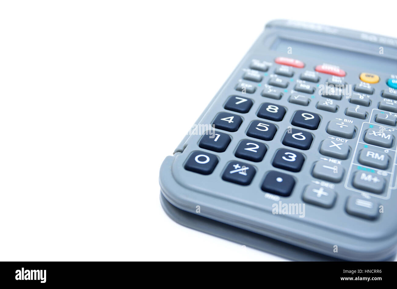 Calculatrice isolé sur fond blanc Banque D'Images