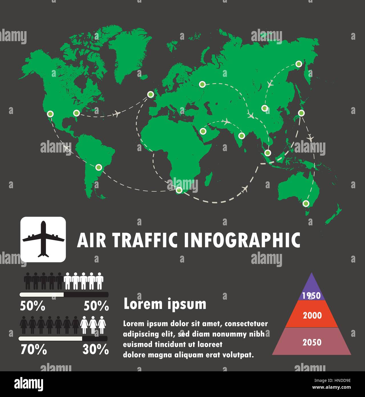 Le trafic aérien mondial sur le trafic aérien et l'infographie,vecteur. Illustration de Vecteur