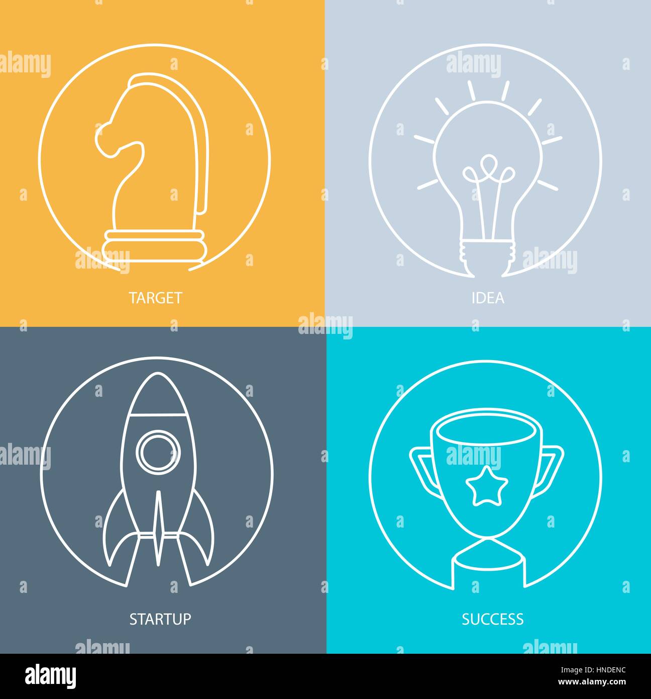 Web Aperçu icon set - démarrage, idée, cible, succès. Logo vector concept moderne de collecte. Illustration de Vecteur