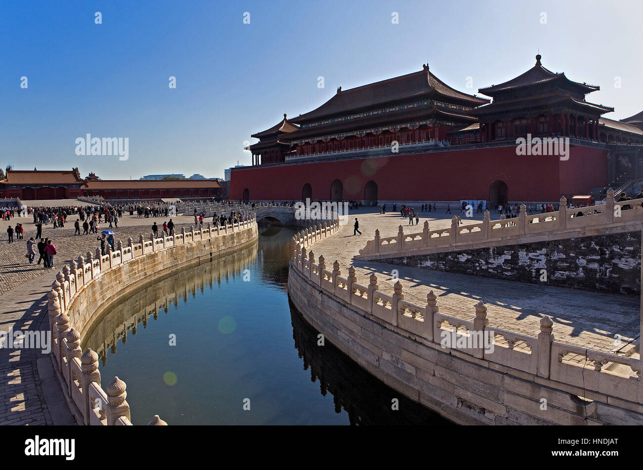 L'eau d'or et de la rivière porte Wumen. La Cité Interdite, Pékin, Chine Banque D'Images