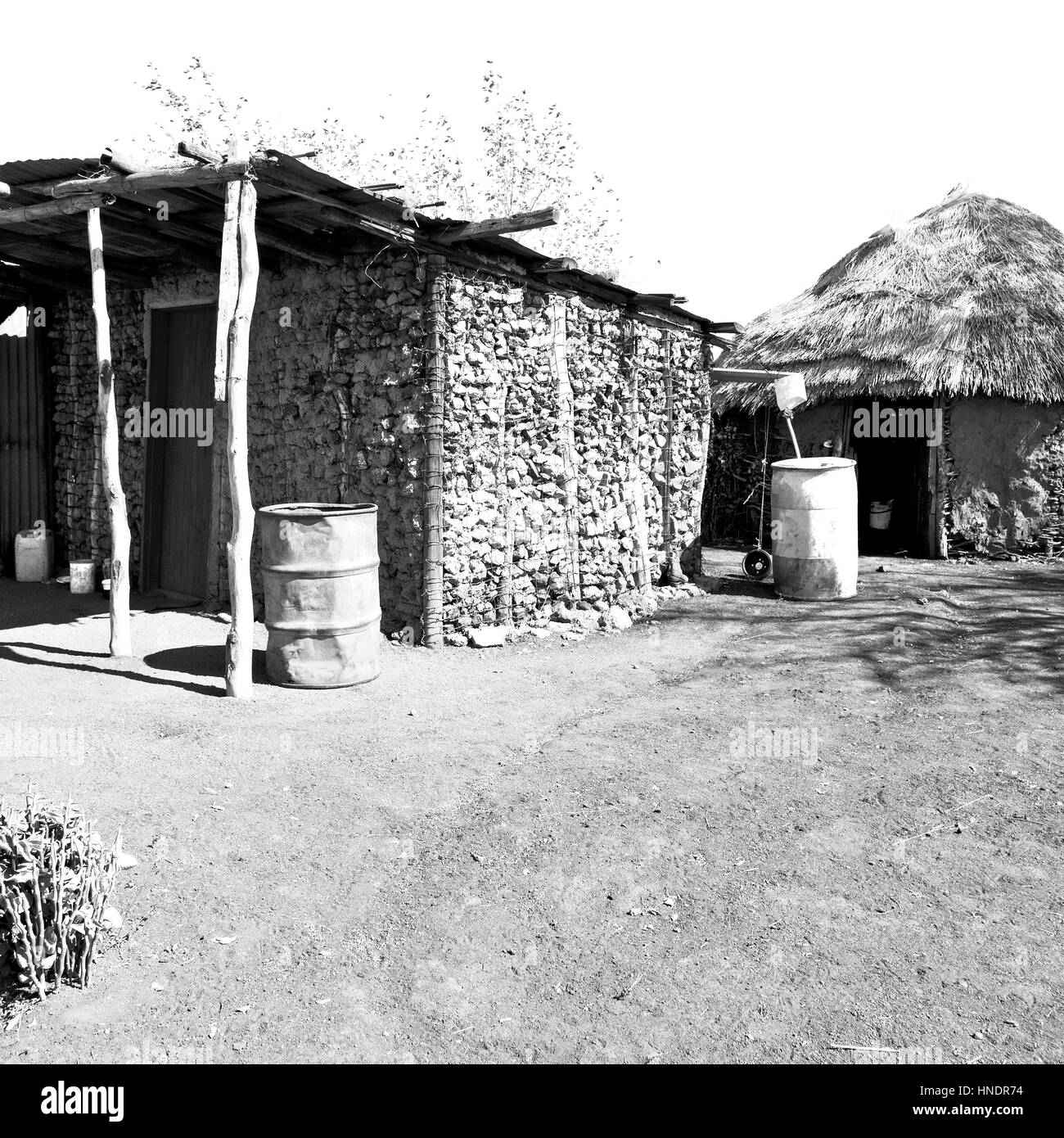 Blur au Lesotho malealea street village près de cour et terrain coultivation Banque D'Images