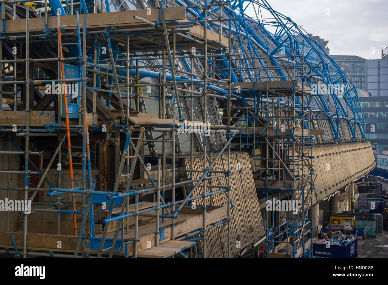 Travaux de construction de l'ancien terminal international de l'Eurostar à la gare de Waterloo, Londres, UK Banque D'Images