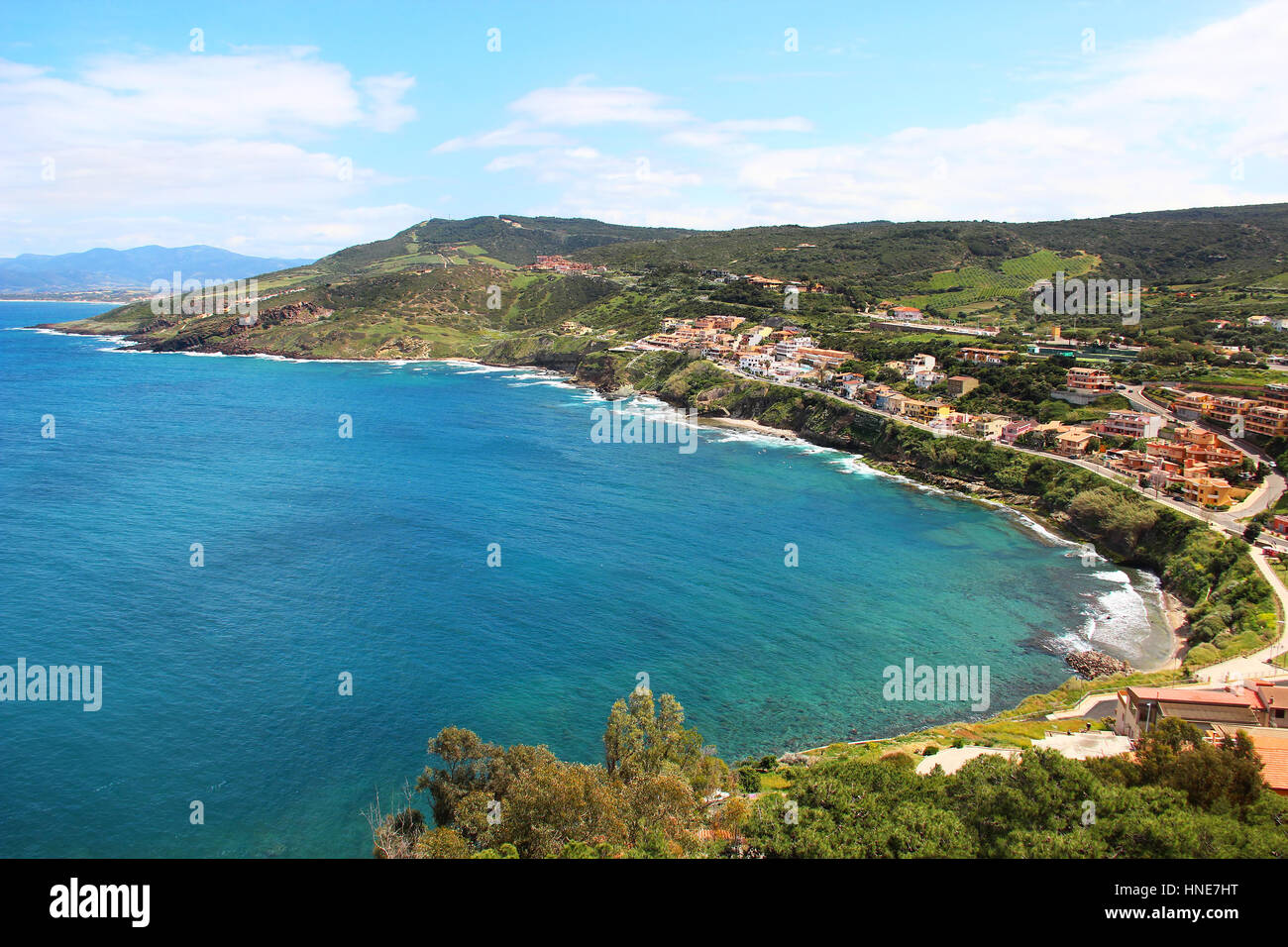 La côte de la mer à Castelsardo en Sardaigne, Italie Banque D'Images