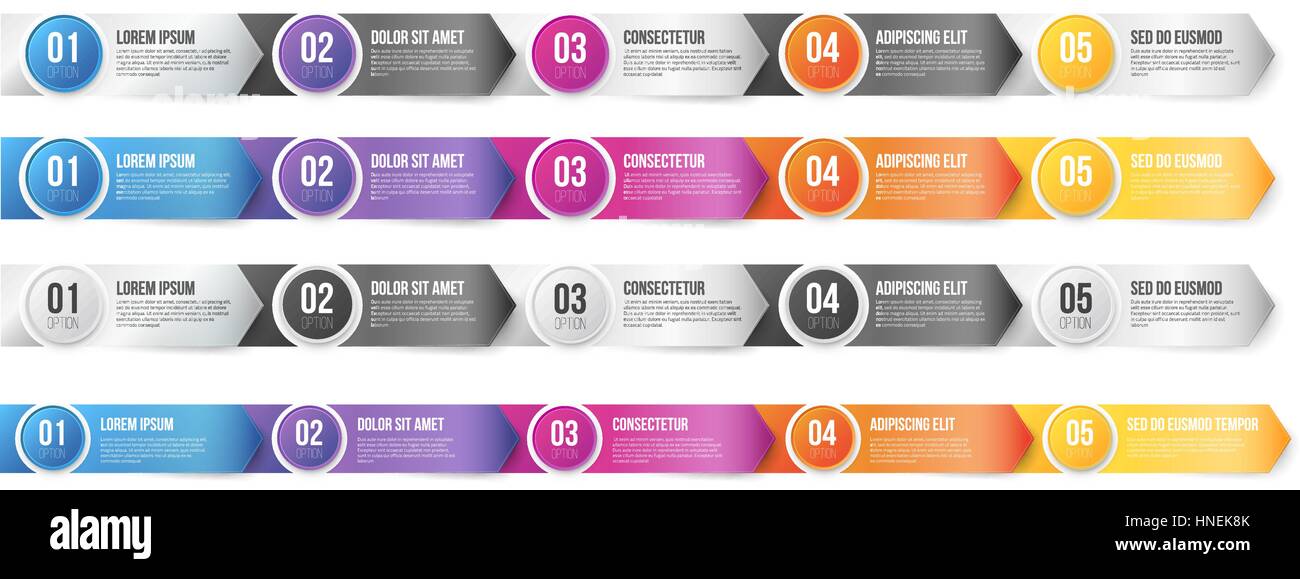 5 étapes modèle flèches infographies Illustration de Vecteur