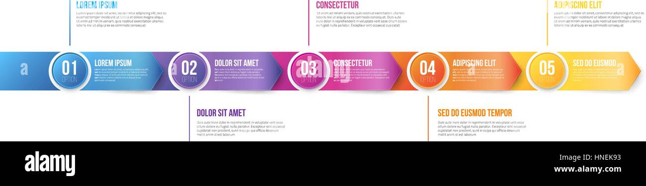 5 étapes modèle flèches infographies Illustration de Vecteur
