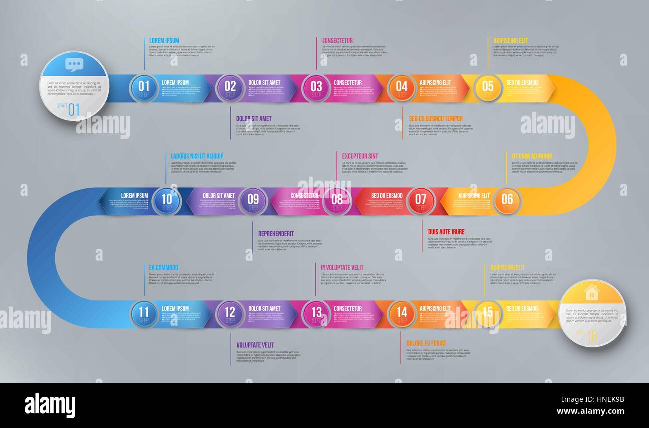 Flèche prend des cours d'Infographie chronologie modèle Illustration de Vecteur