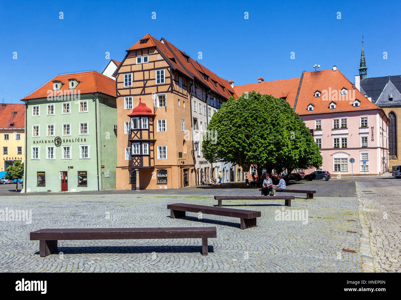 La vieille ville historique Cheb Spalicek Houses, main Square, Cheb, Bohême occidentale, République tchèque, Europe Banque D'Images