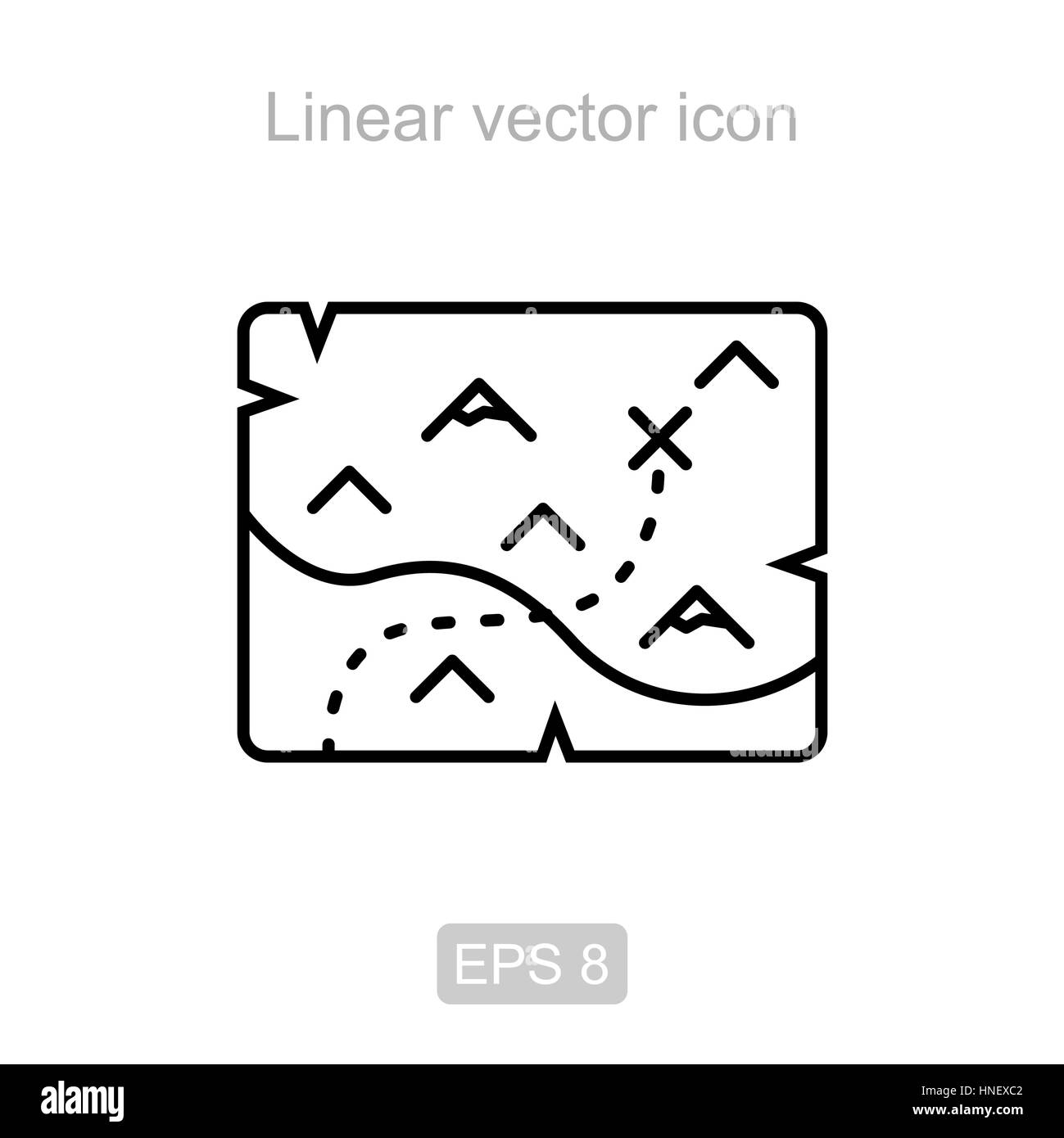 Icône de la carte au trésor dans un style linéaire Illustration de Vecteur