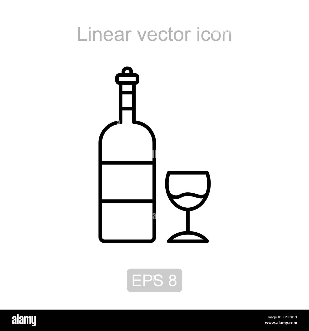Icône de la bouteille de vin et un verre de vin dans un style linéaire Illustration de Vecteur