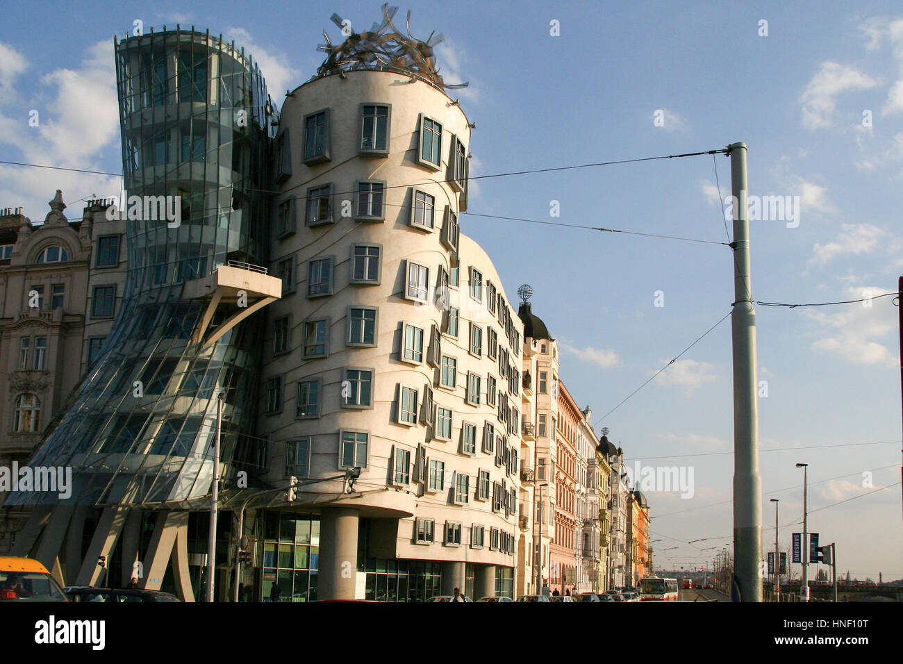 République tchèque, Prague Le Rasin AKA Bâtiment bâtiment Ginger et Fred, l'architecte Frank