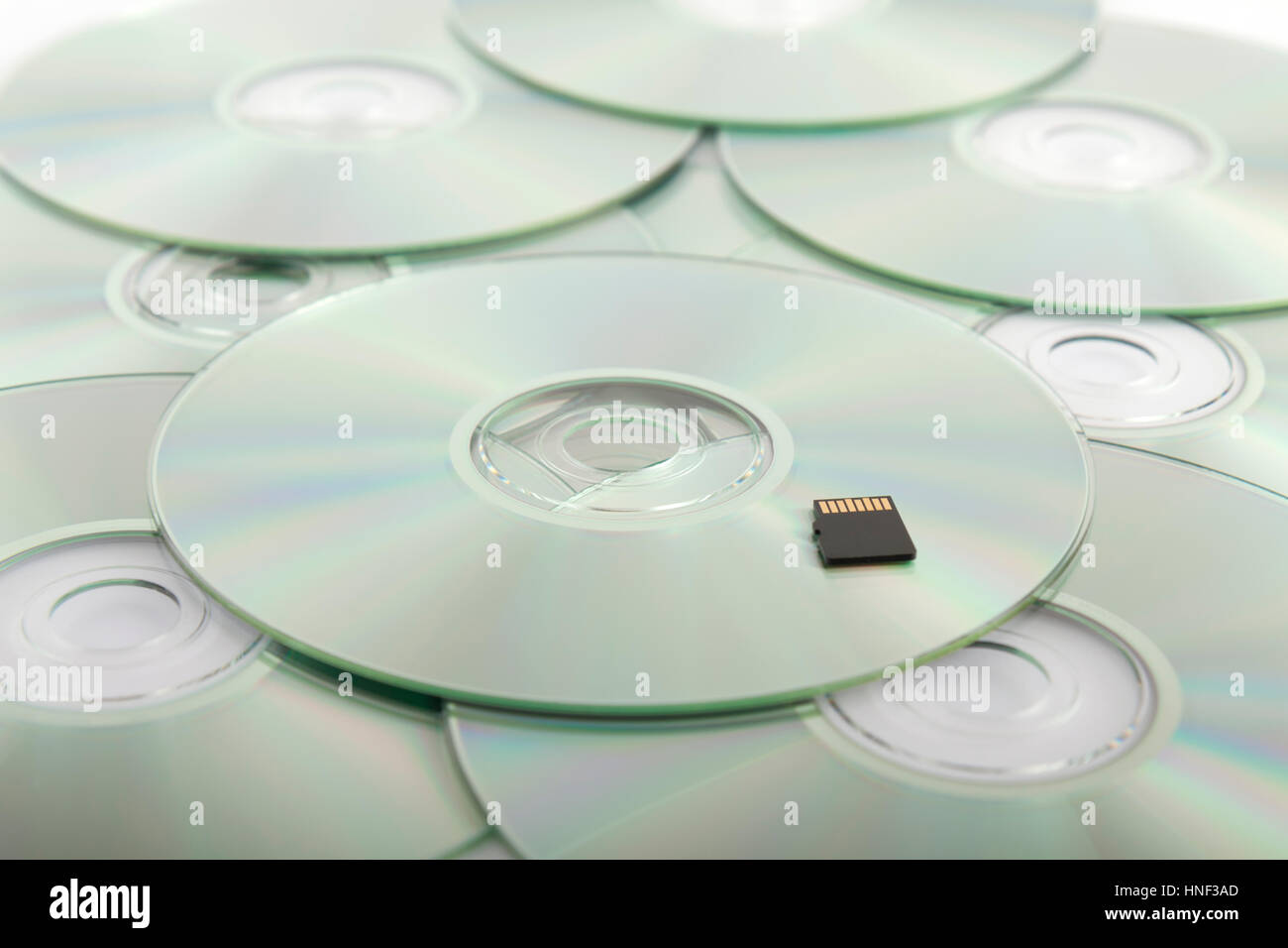 CD-R disque optique et carte mémoire microSD noir Banque D'Images