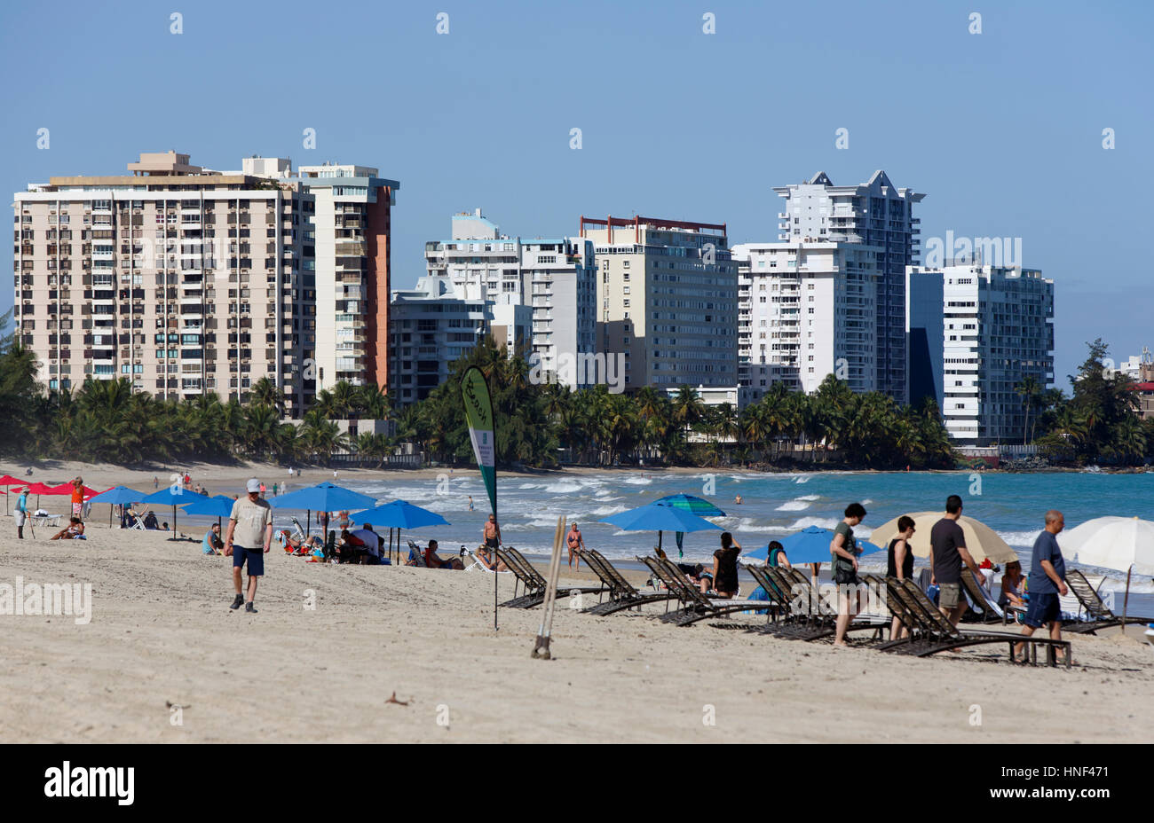 La plage d'Isla Verde, Puerto Rico, San Juan, Puerto Rico Banque D'Images