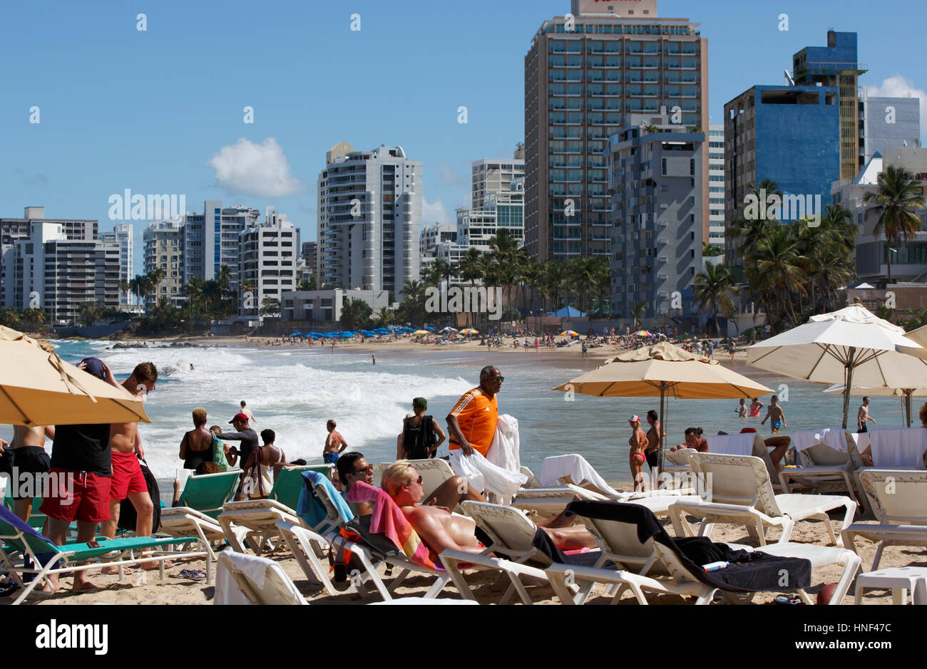 Plage Bondée Condado San Juan Puerto Rico Banque Dimages