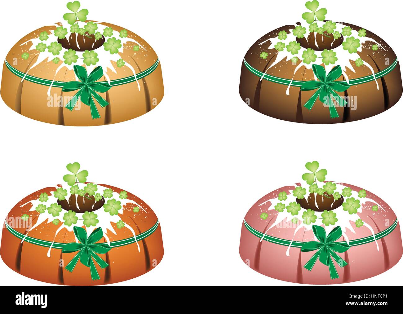 Illustration De Gateau Bundt Ou Traditionnel Grand Gateau Avec Trou A L Interieur Revetement Mirror Glaze Et Trefle A Quatre Feuilles De Plantes Ou De Saint Jean Shamrock Patric Image Vectorielle Stock Alamy