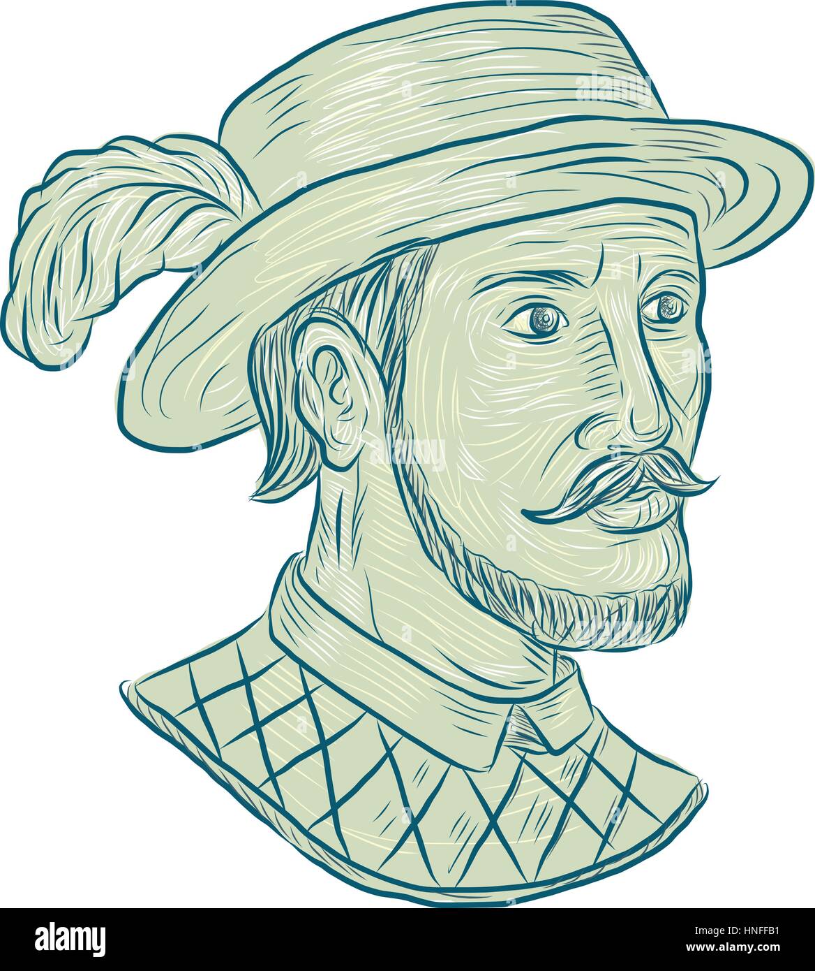 Croquis dessin illustration style de Juan Ponce de Leon, un explorateur espagnol et conquistador qui a dirigé la première expédition Européenne à la Floride alors que se Illustration de Vecteur Croquis dessin illustration style de Juan Ponce de Leon, un explorateur espagnol et conquistador qui a dirigé la première expédition Européenne à la Floride alors que se Illustration de Vecteur