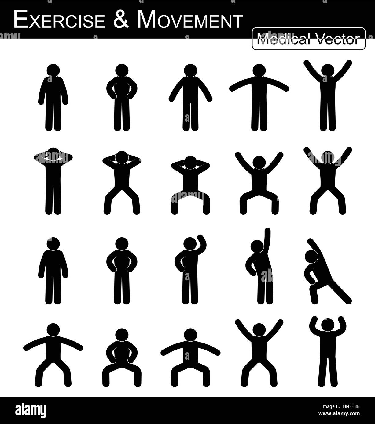 L'exercice et de Mouvement ( avancer pas à pas )( plat simple stick man vector ) ( Santé et Sciences médicales , concept ) Illustration de Vecteur