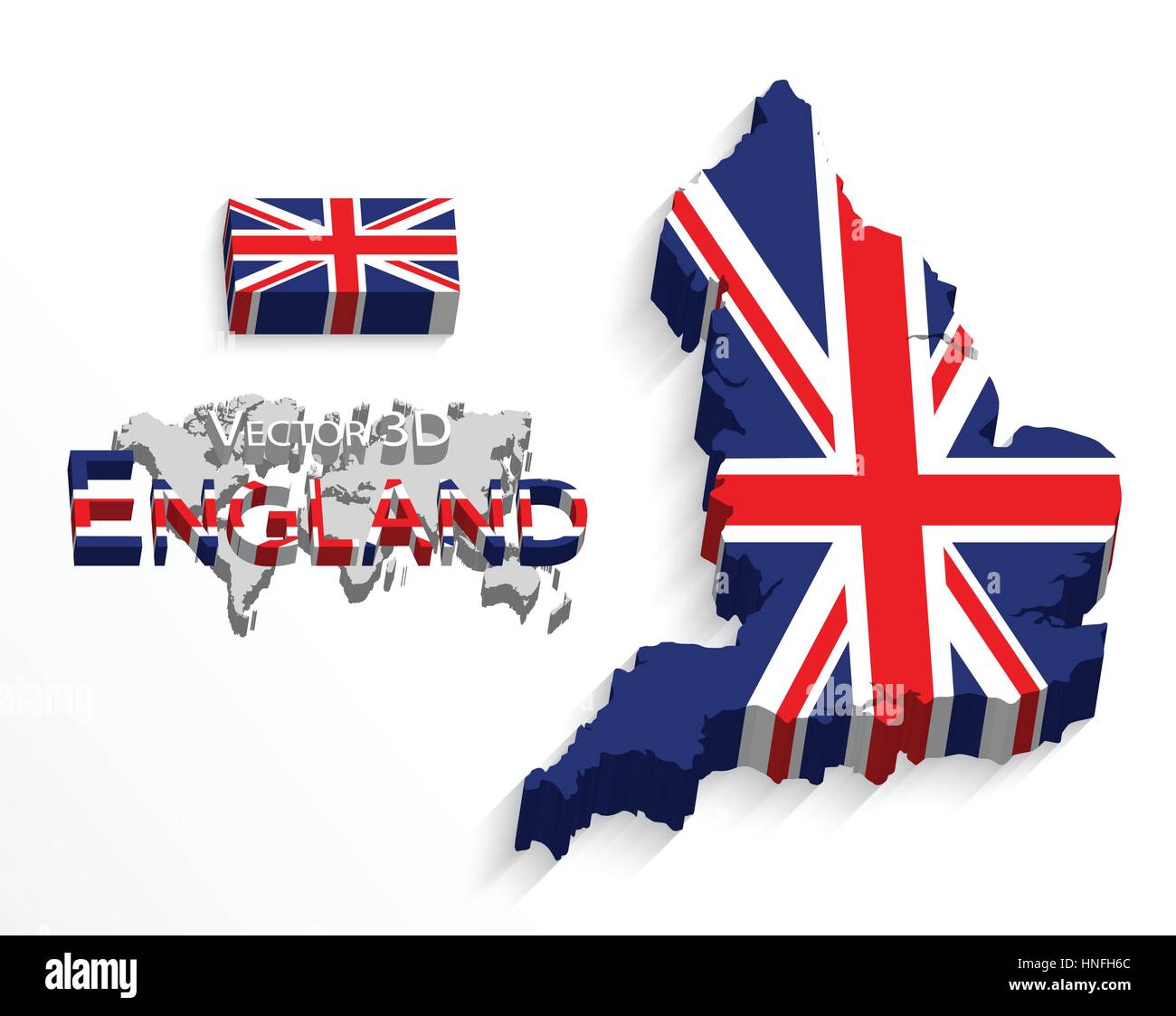 L'Angleterre ( 3D'un drapeau et d'une carte ) ( Royaume-Uni ) ( moissonneuse-batteuse d'un drapeau et d'une carte ) Illustration de Vecteur