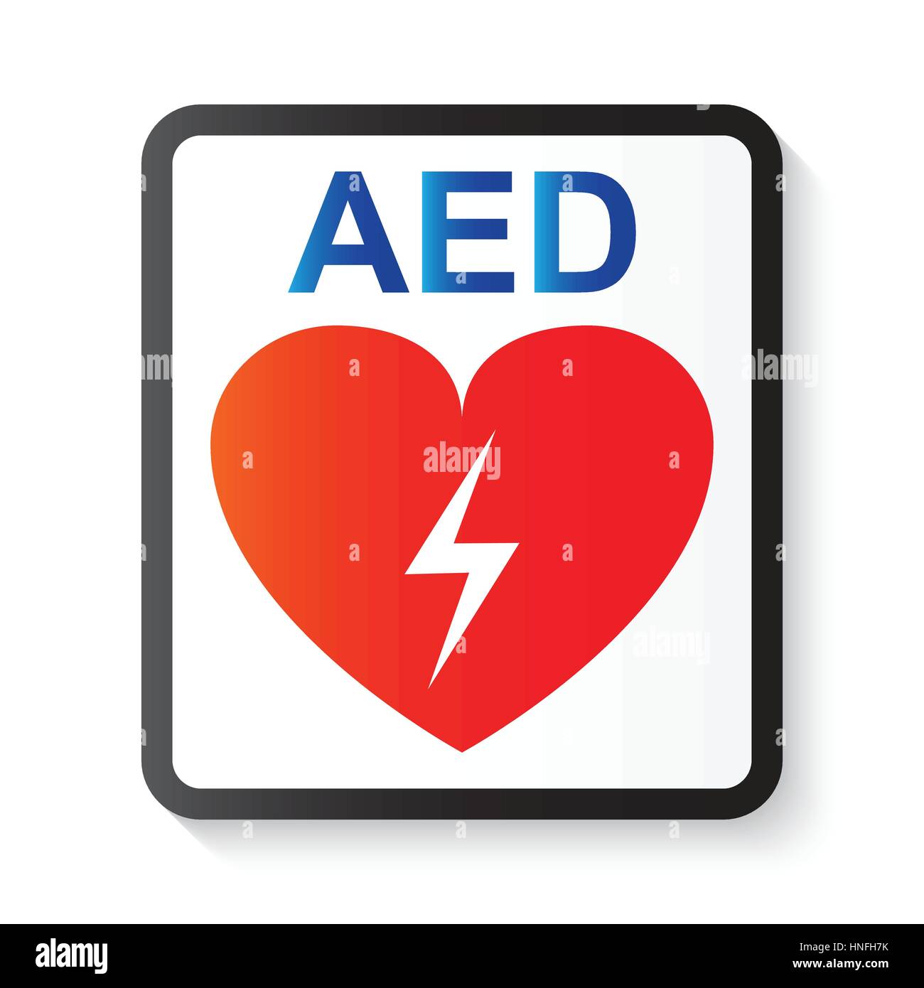 Défibrillateur automatisé externe ( DAE ) , cœur et thunderbolt ( image de base et de réanimation cardiaque avancée ) Illustration de Vecteur