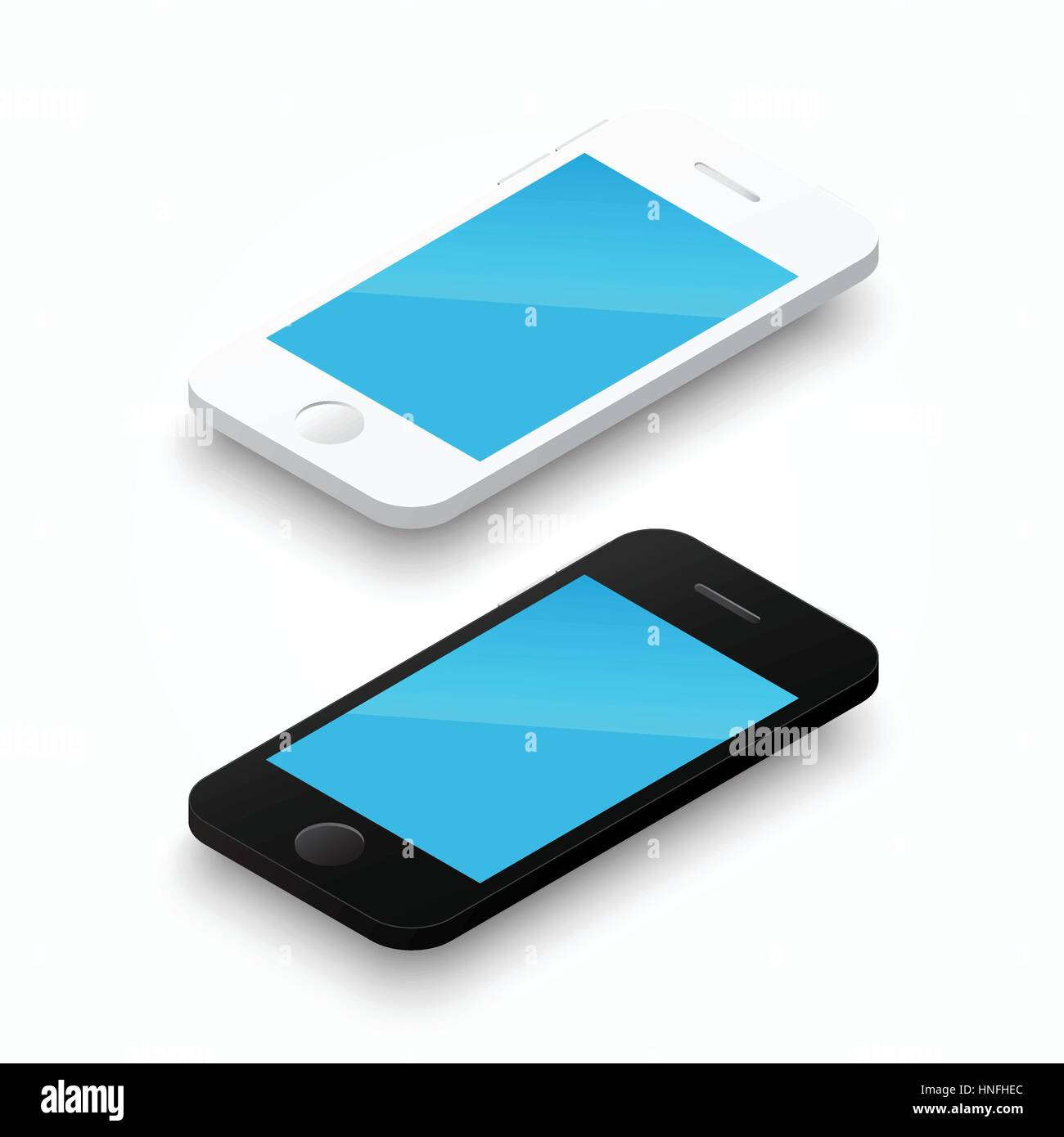 Noir et blanc 3D smartphone couleur Illustration de Vecteur