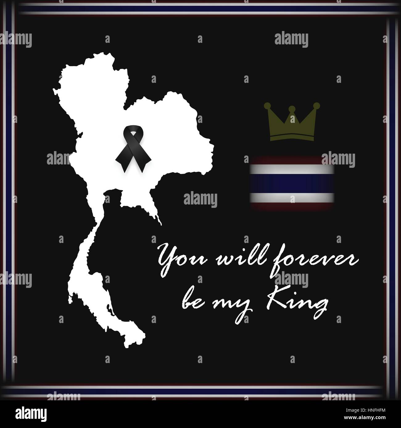 La Thailande Carte Avec Ruban Noir Et Drapeau Thailandais Sur Le Bord De L Image Et Le Texte Pour Le Deuil Au Roi De Thailande Passent Loin Vous Sera A Jamais Mon