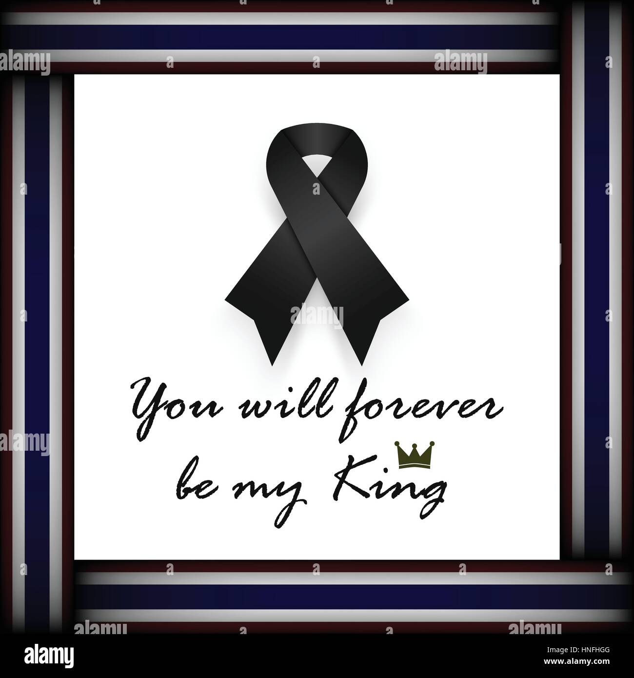 Ruban noir et d'un drapeau de la Thaïlande au border . le deuil au roi de Thaïlande passent loin . repose en paix . Illustration de Vecteur