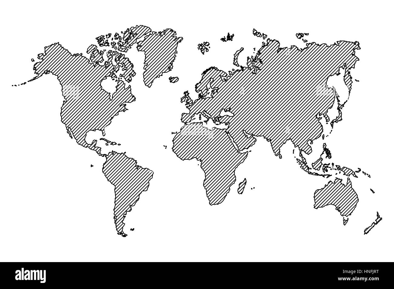 Carte du monde. contours et ligne oblique . Illustration de Vecteur