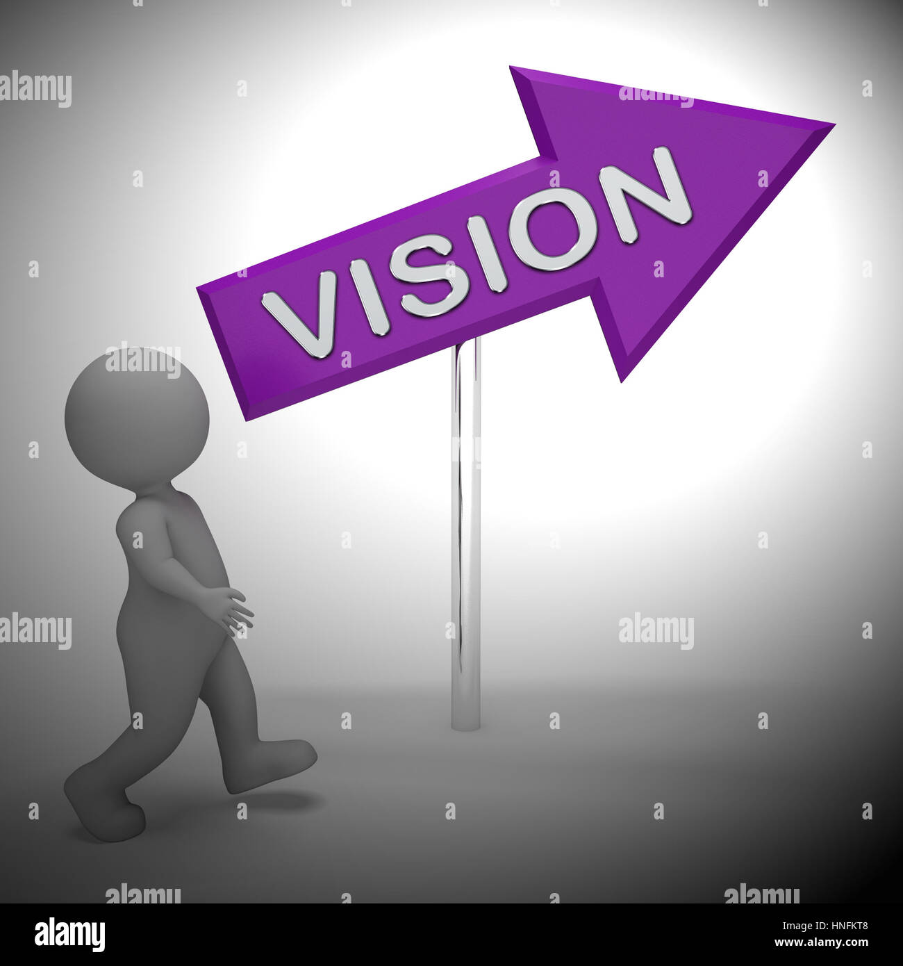 Symbole de flèche vers la vision représente le rendu 3d des missions de prévision Banque D'Images