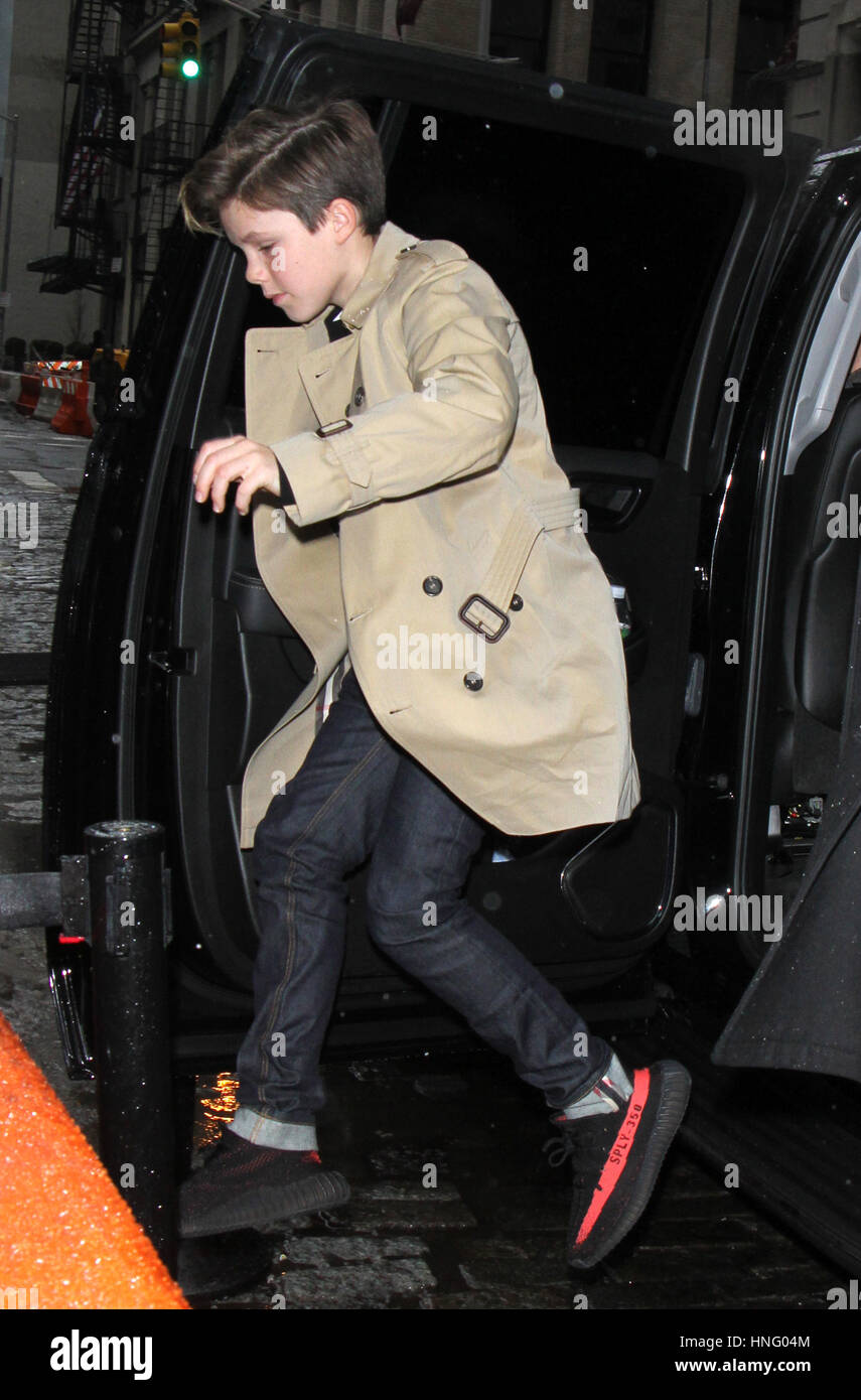 New York, NY, USA. 12 Février, 2017. Cruz Beckham vu arriver au Restaurant Balthazar à New York le 12 février 2017. Banque D'Images