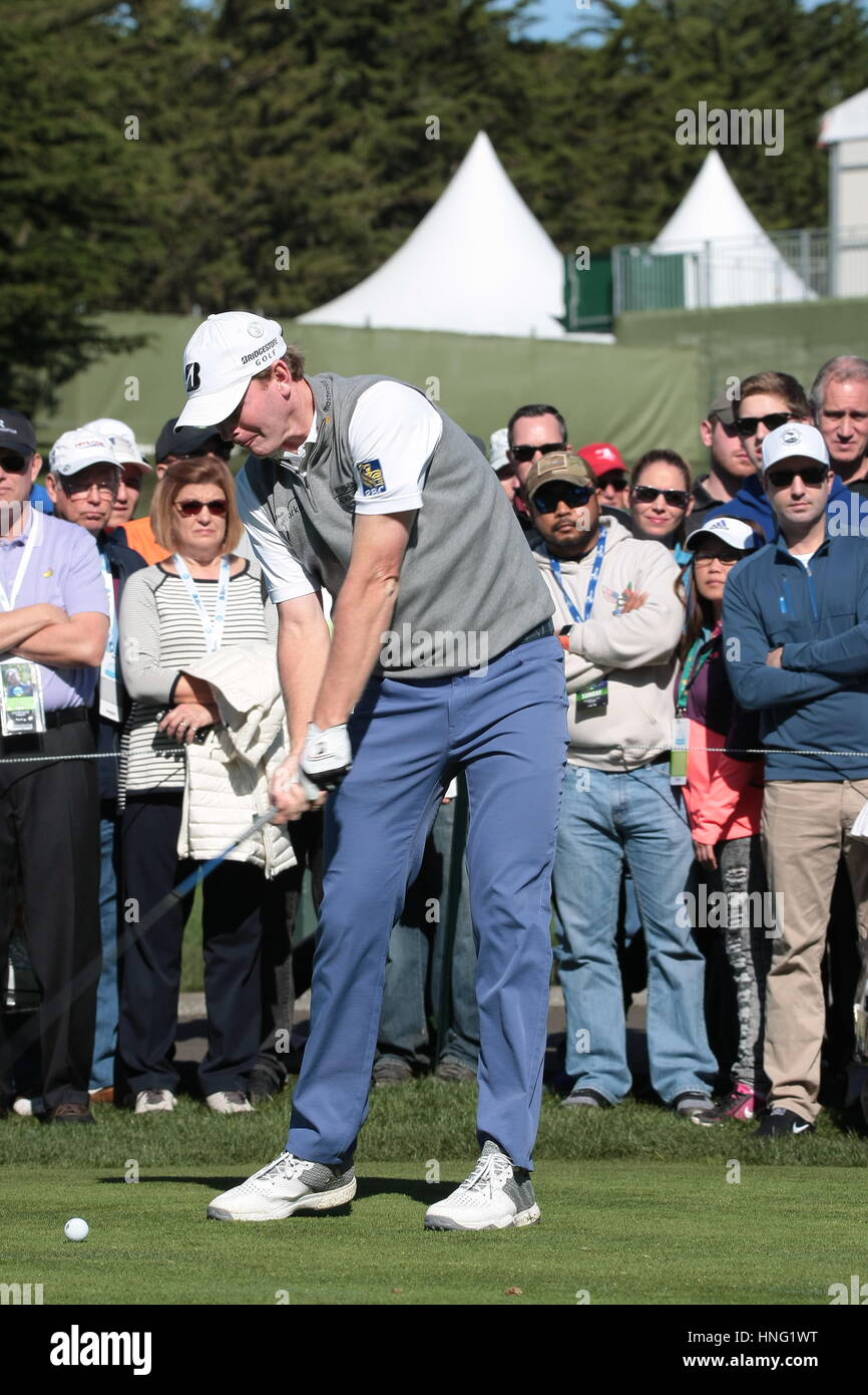 Plage de galets, USA. 12 Février, 2017. Pebble Beach, Californie, USA Brandt Snedeker sur la 4e compétition en t à Pebble Beach liens lors de la dernière ronde de la célèbre Pro-Am, AT&T, 2017 : Crédit d'Motofoto/Alamy Live News Banque D'Images