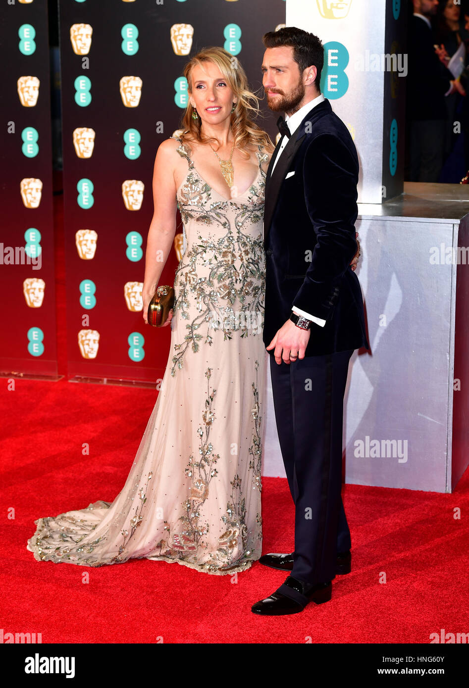 Aaron Taylor-Johnson et Sam Taylor-Johnson participant à la EE British Academy Film Awards s'est tenue au Royal Albert Hall, Kensington Gore, Kensington, Londres. Banque D'Images