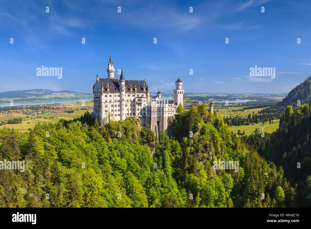 Vue d'été du château de Neuschwanstein, Fussen, Bavière, Allemagne Banque D'Images