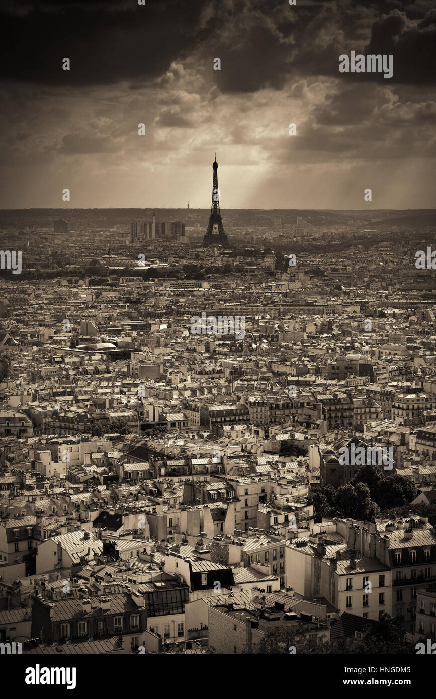 Les Toits De La Ville De Paris Avec Vue Sur Le Toit Et Sun