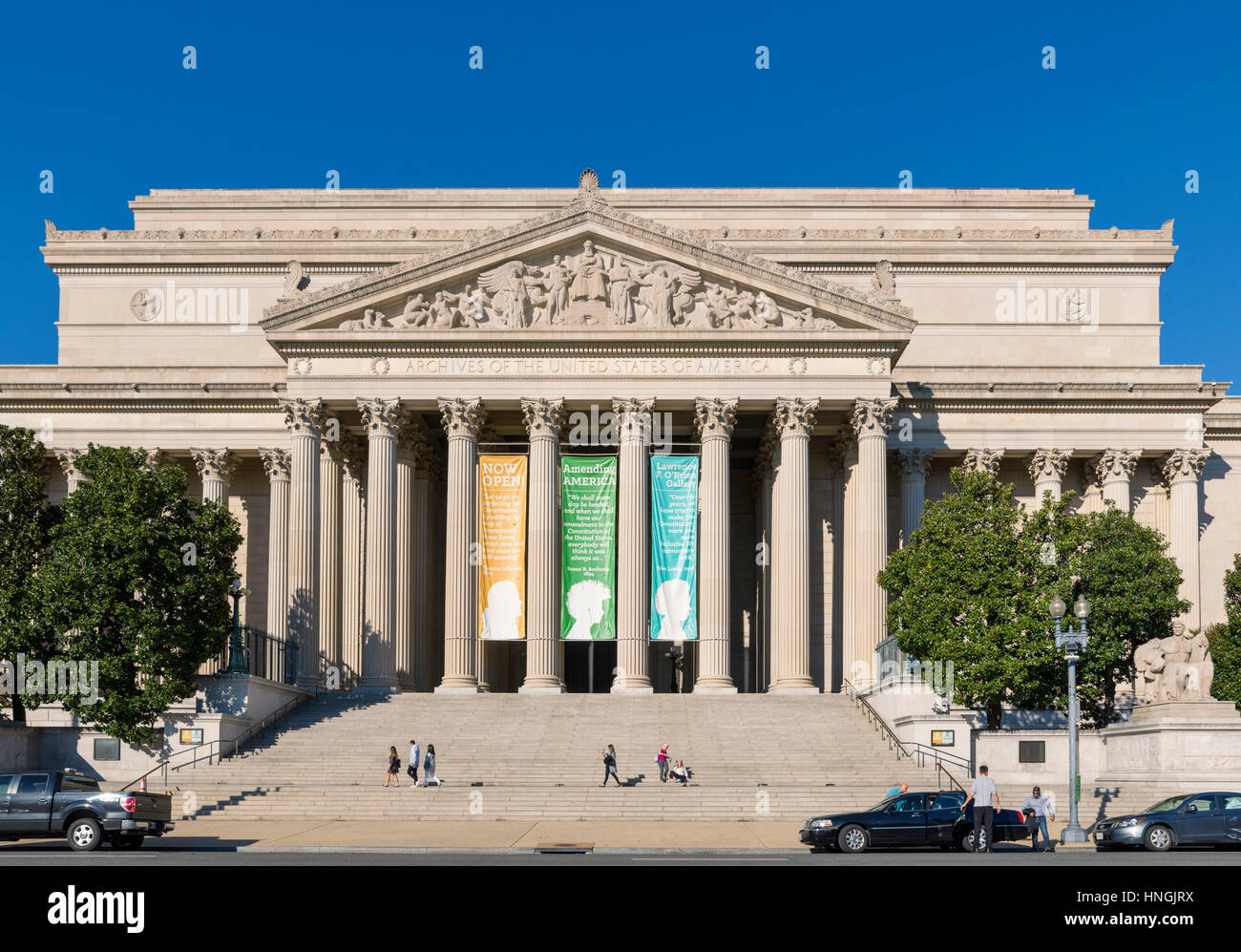 Bâtiment des Archives nationales, la Constitution Avenue, Washington DC, USA Banque D'Images