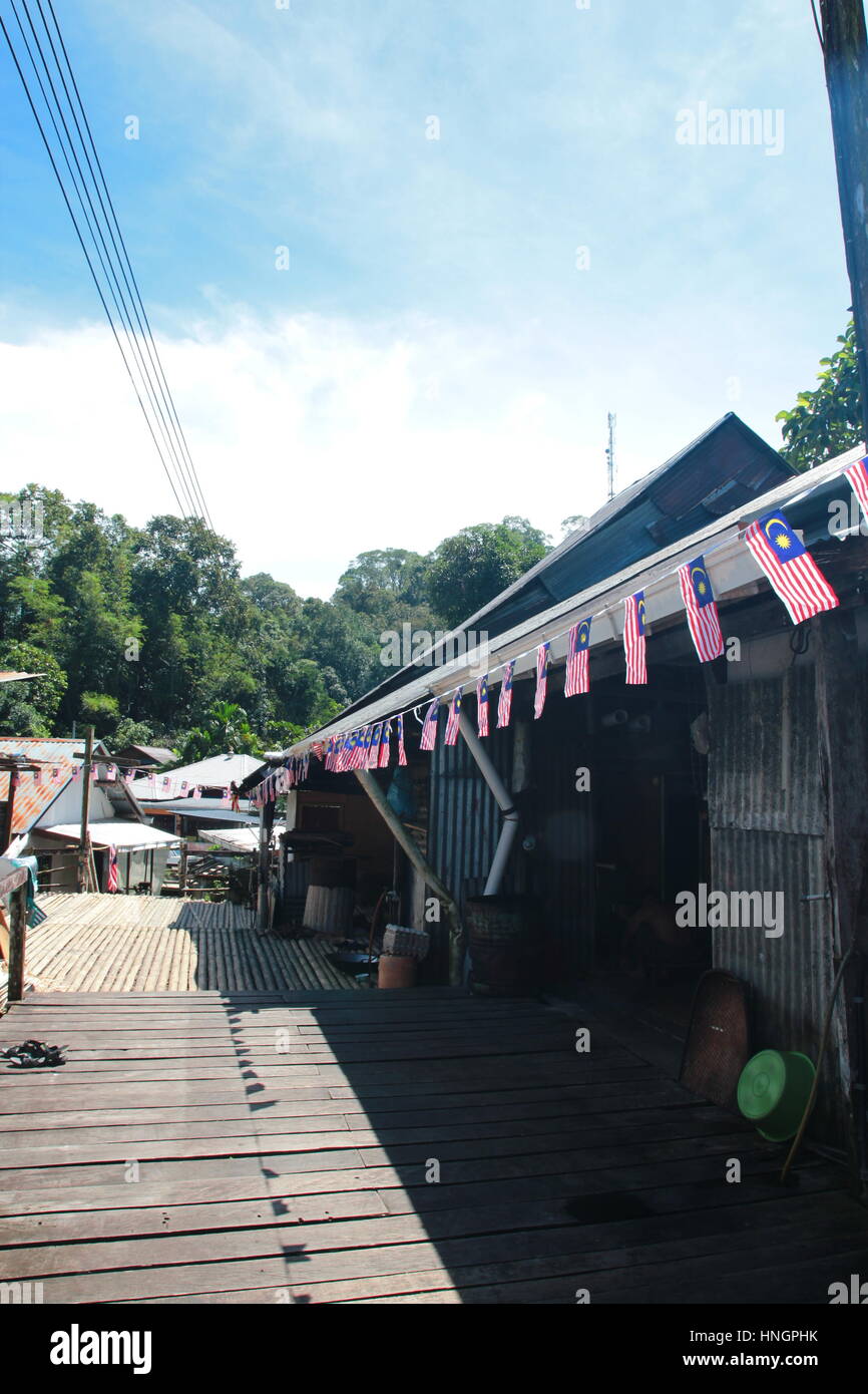 Bidayuh longue maison à Sarawak, Malaisie Banque D'Images