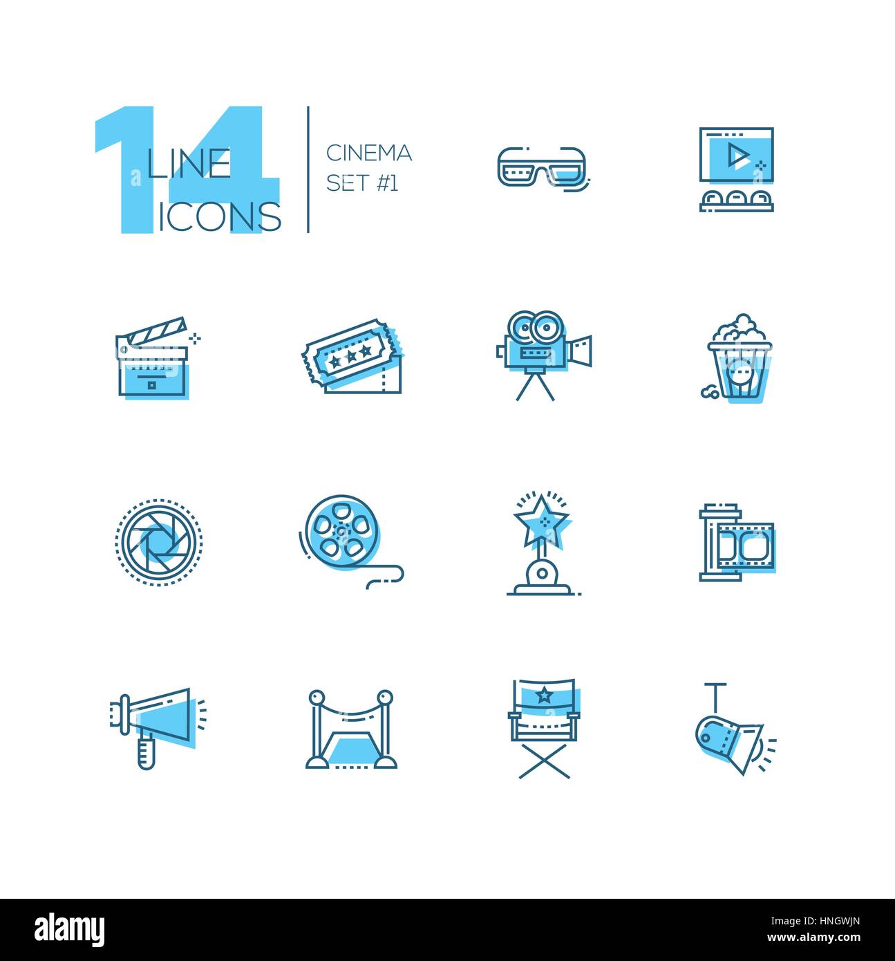 Cinéma et film line icons set Illustration de Vecteur