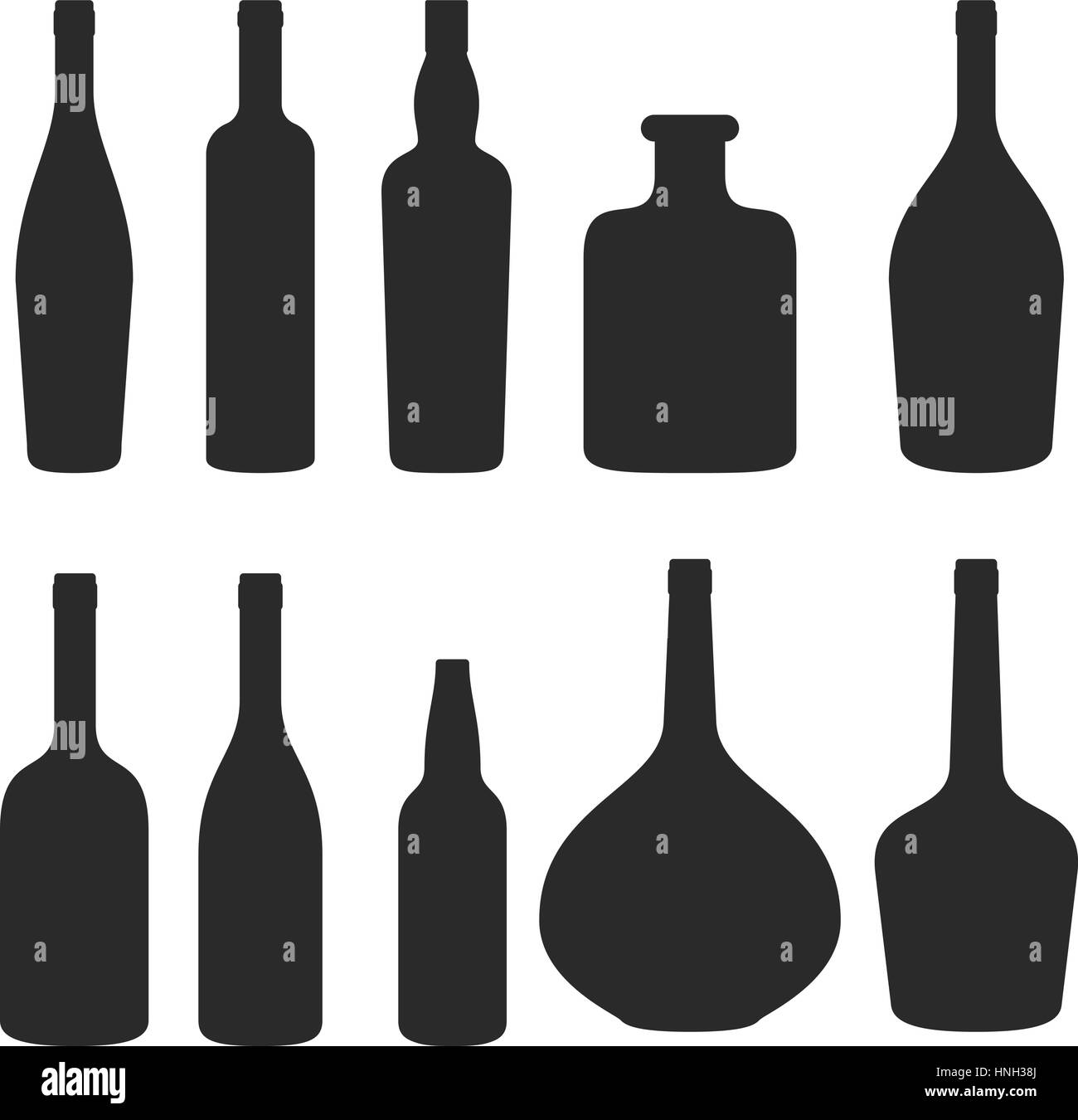 Ensemble de bouteilles de vin Illustration de Vecteur