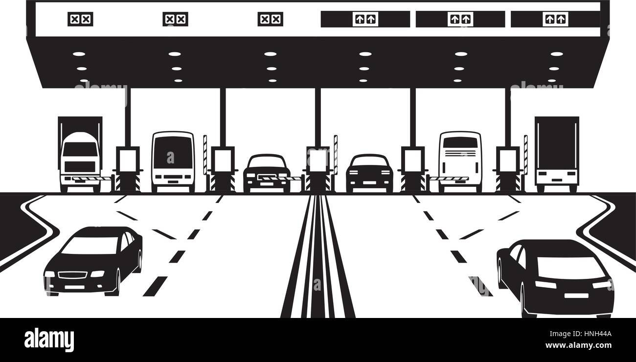 Point de contrôle de la taxe routière sur l'autoroute - vector illustration Illustration de Vecteur