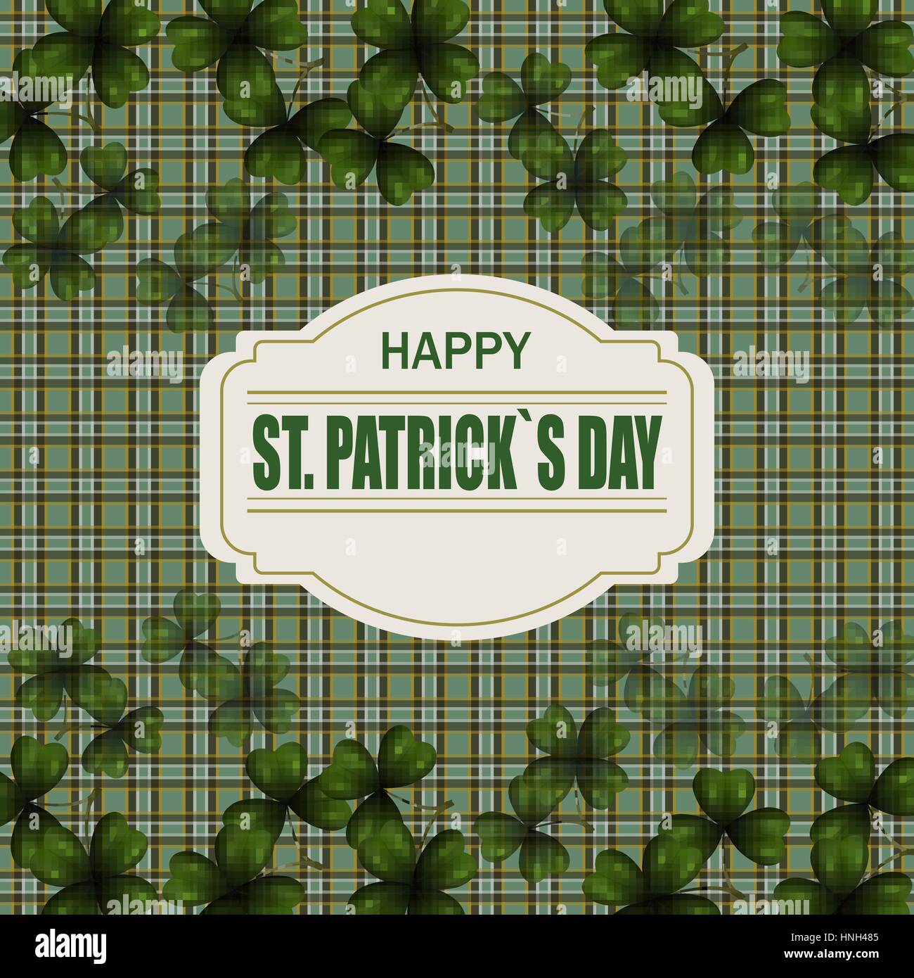 Patrick's day. Translucide Image leaf clover à partir du haut et du bas de l'œuvre. Message d'inscription. Contexte dans la cellule à l'illustration de style irlandais. Illustration de Vecteur