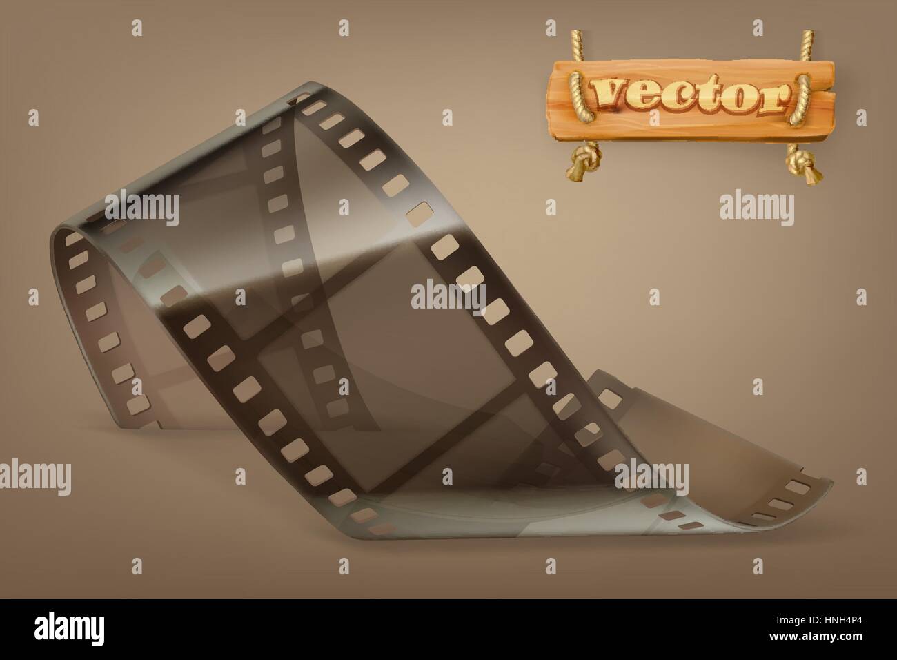 La bande de vieux film avec la transparence, l'icône 3D de vecteur Illustration de Vecteur