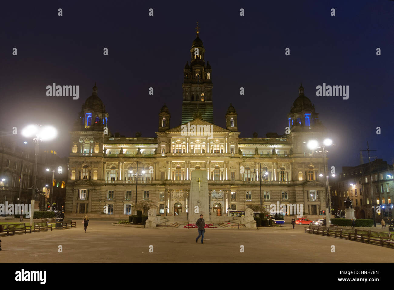 George Square Glasgow cénotaphe et de conseil local la ville siège chambers Banque D'Images