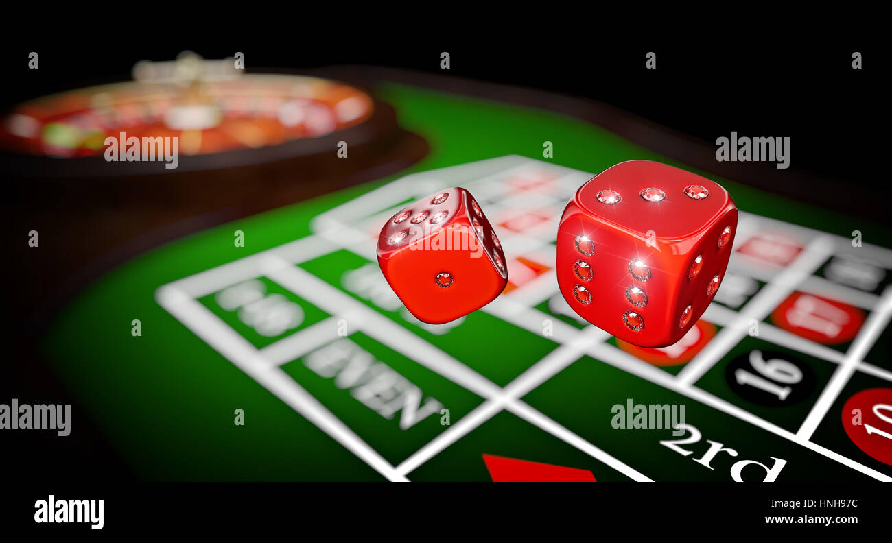 La roulette de casino et de dés de diamants de droit rendu 3D Banque D'Images
