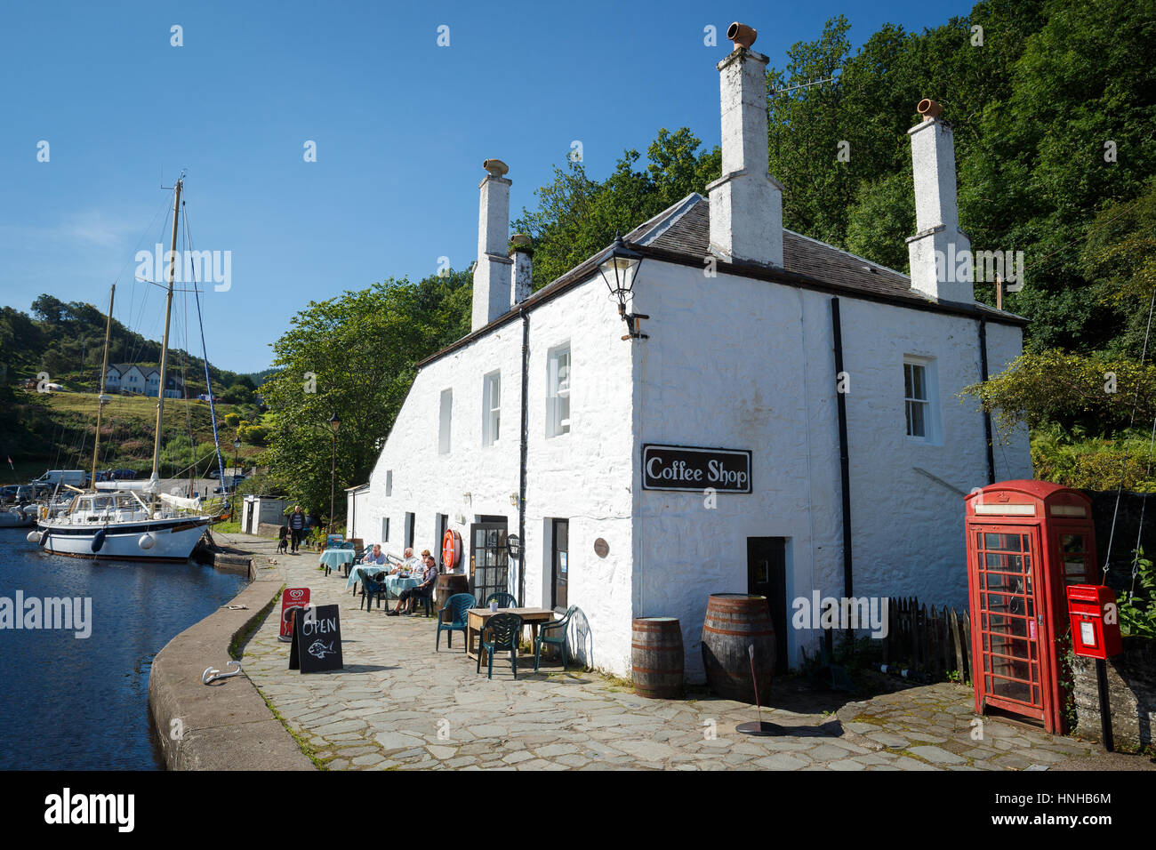 Crinan Cafe sur le verrou de la mer Crinan, Ecosse, Lochgilphead Banque D'Images