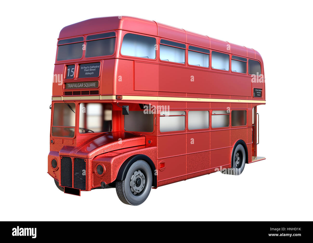 Le rendu 3D d'un bus à impériale de Londres isolé sur fond blanc Banque D'Images
