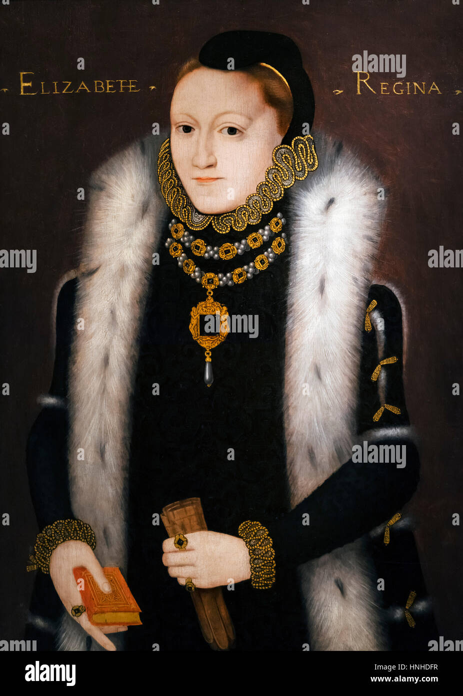 Elizabeth I. Portrait de la Reine Elizabeth I, par un artiste inconnu, huile sur panneau, c.1558 Banque D'Images