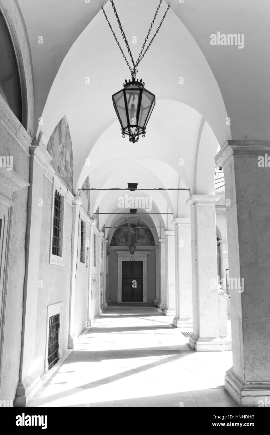 Colonnade Chiostro Del Bramante à Rome. Banque D'Images