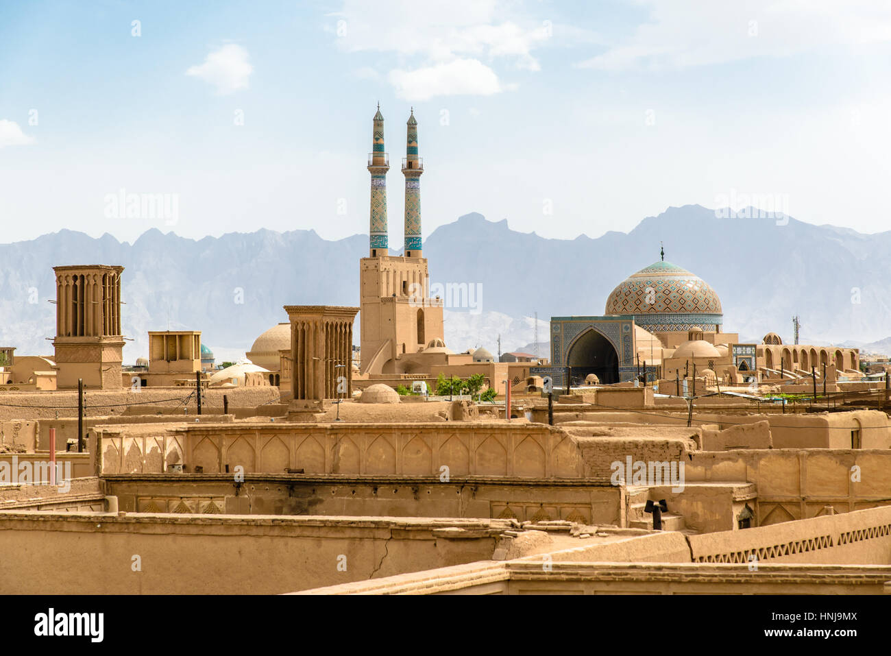 Vue sur la vieille ville de Yazd, Iran Banque D'Images