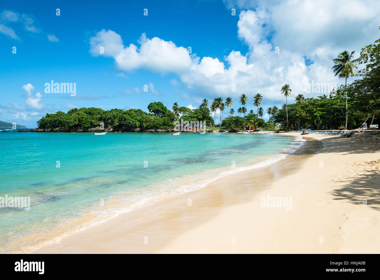 La plage pittoresque de 'Playa Rincon' autour de Las Galeras, République Dominicaine Banque D'Images