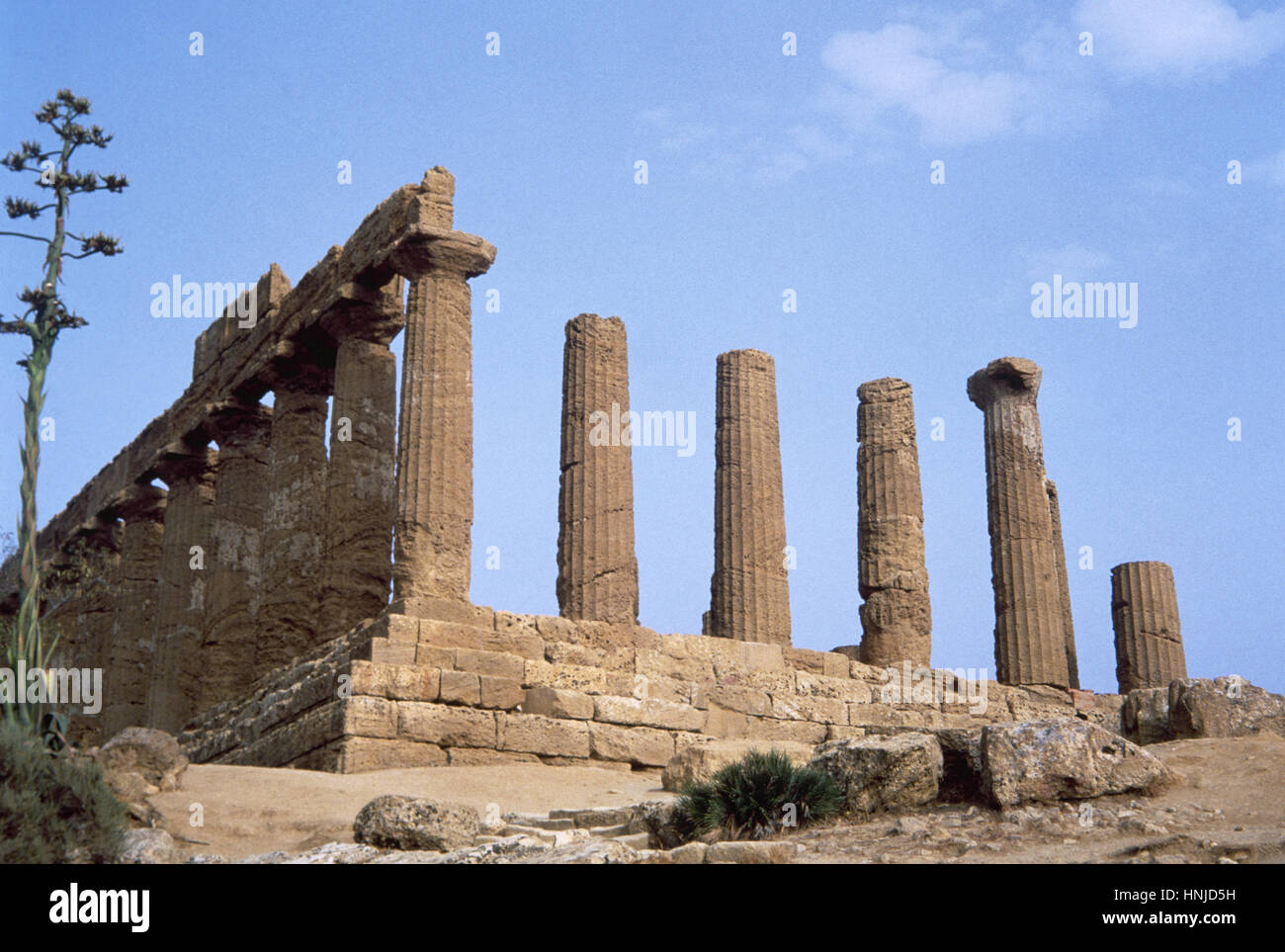 L'Italie. La Sicile. Agrigente. Vallée des Temples. Temple de Junon Lacinia. 450 BC. De style dorique. Vue d'ensemble. UNESCO World Heritage Site. Banque D'Images